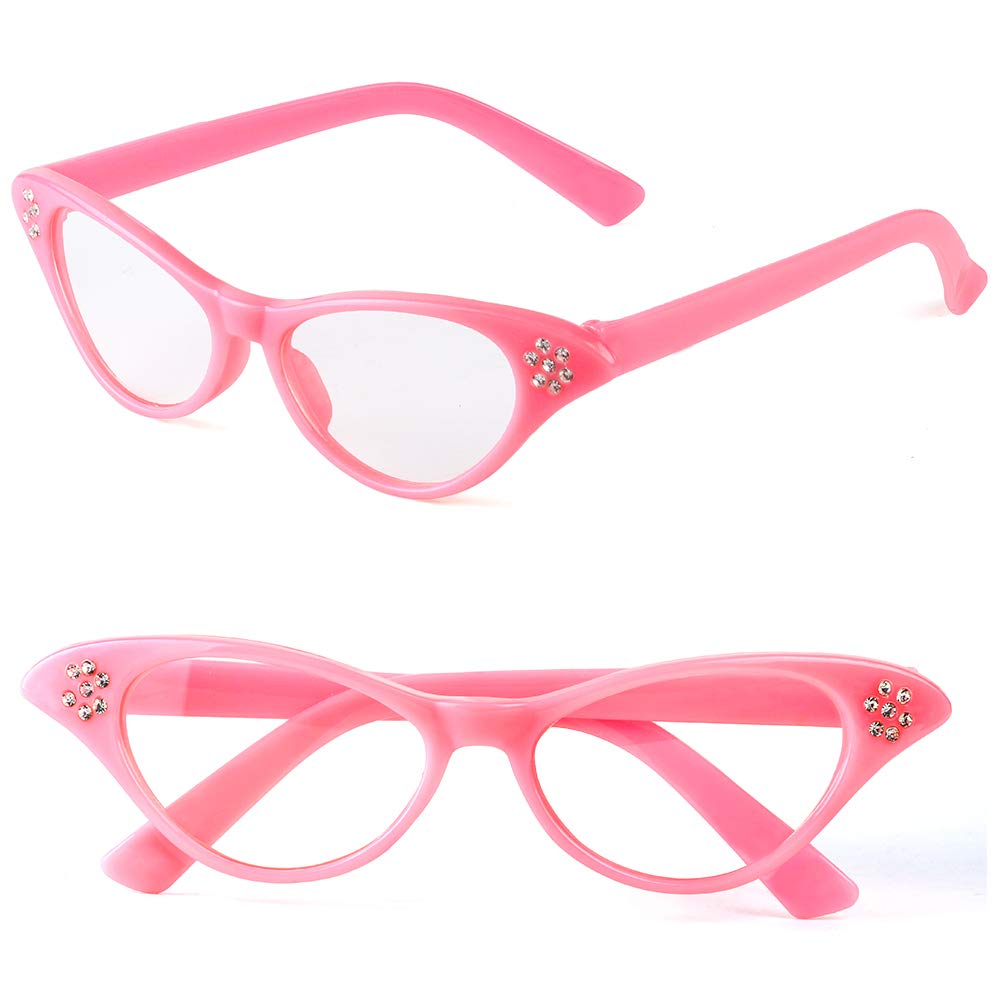 Beelittle 50's Costume Accessories Set 1950's Chiffon Scarf Cat Eye Glasses Bandana Tie Headband Drop Dot Earrings
