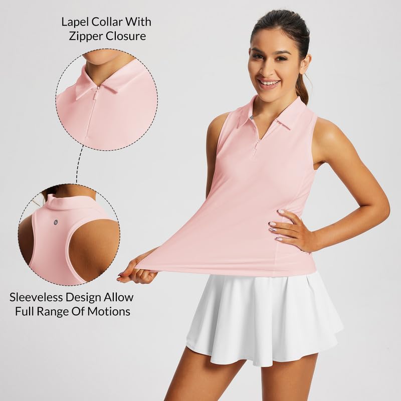 baleaf Women's Golf Shirts Tank Tops Sleeveless Tennis Polo Racerback with Collar Athletic Tanks Quick Dry