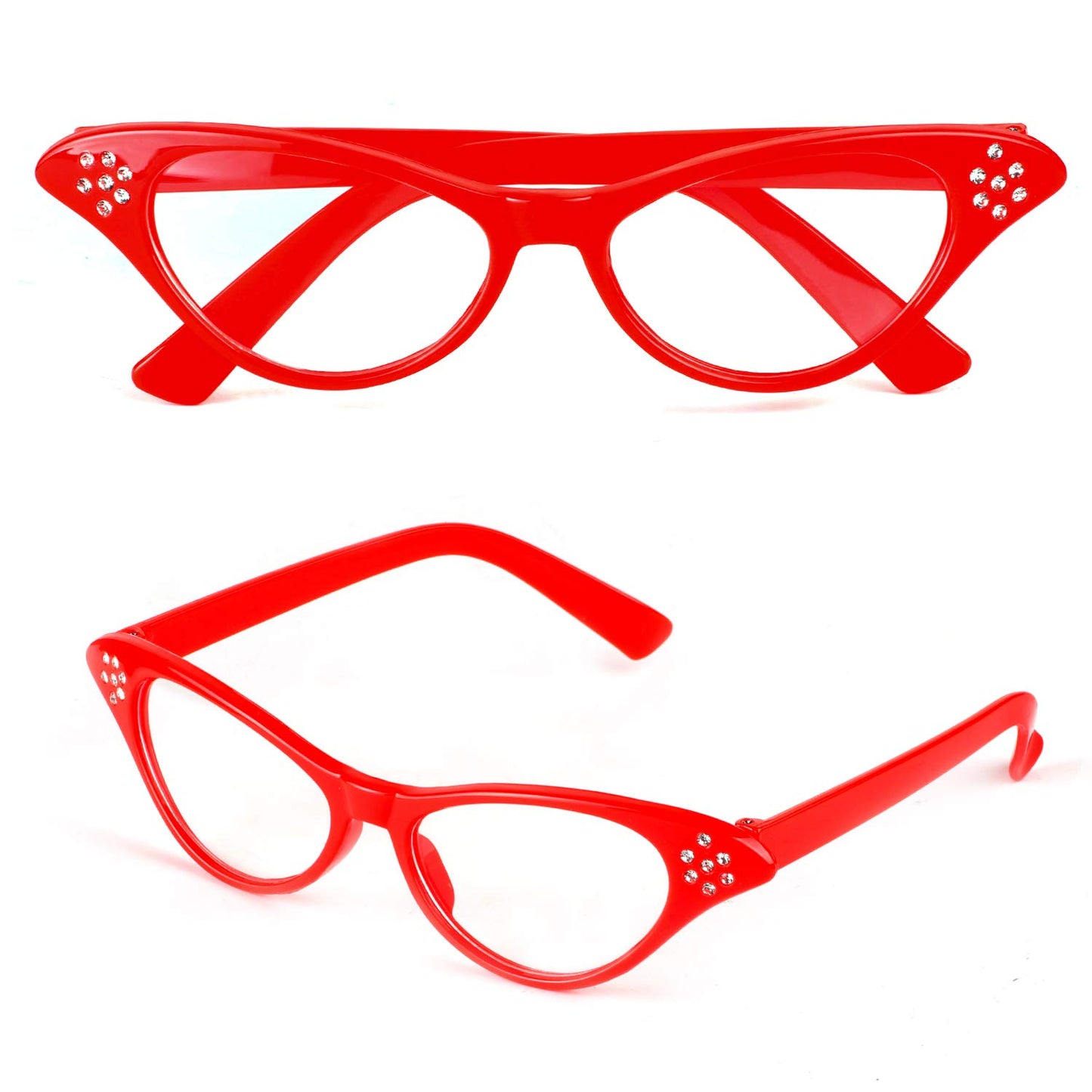 Beelittle 50's Costume Accessories Set 1950's Chiffon Scarf Cat Eye Glasses Bandana Tie Headband Drop Dot Earrings
