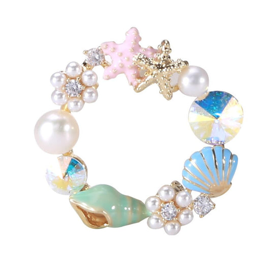 Multi-color Crystal Starfish Brooches Pins for Women/Men/Child corsage Faux Pearls Brooches Hats Bags Clothing Decorations Accessory