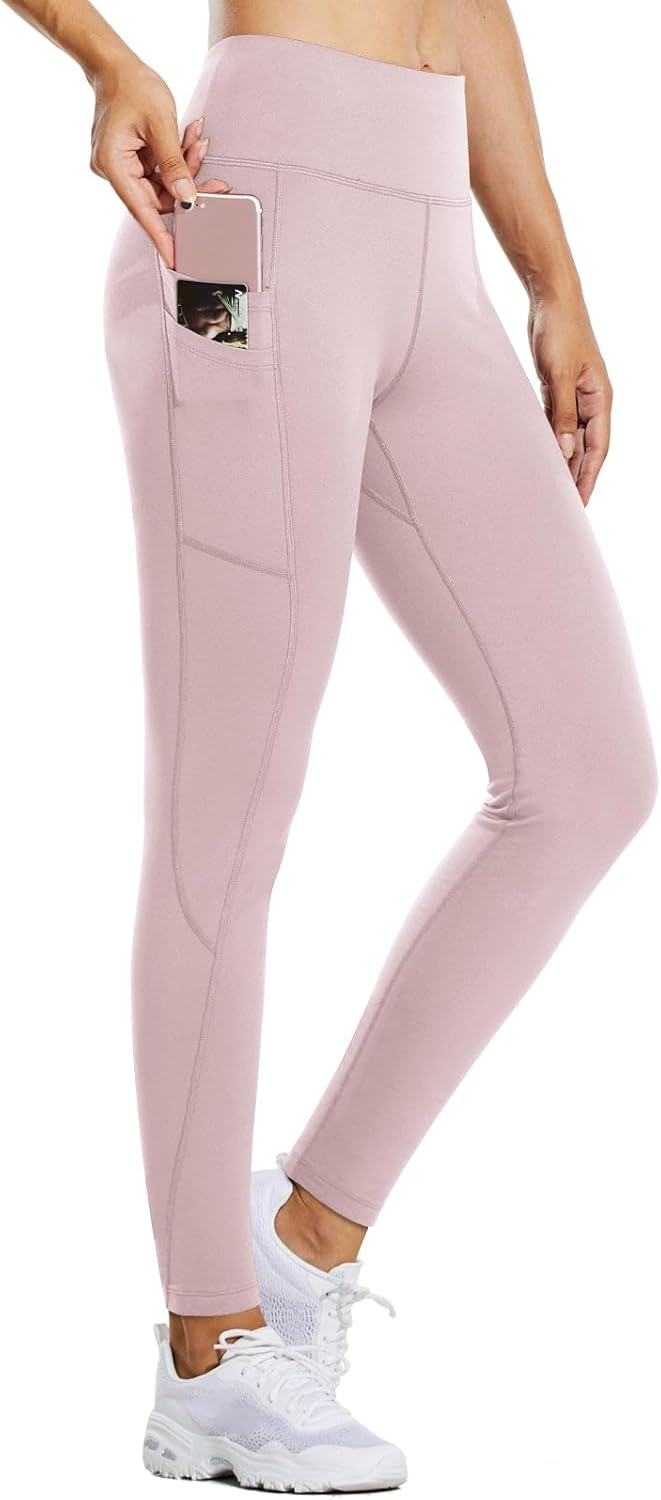 baleaf Women's Fleece Lined Leggings Water Resistant Thermal Winter Warm Tights High Waisted with Pockets Running Gear