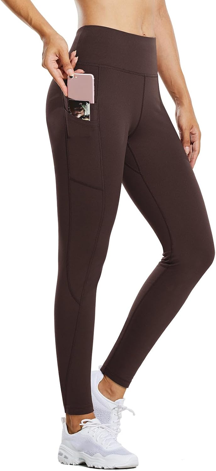 baleaf Women's Fleece Lined Leggings Water Resistant Thermal Winter Warm Tights High Waisted with Pockets Running Gear