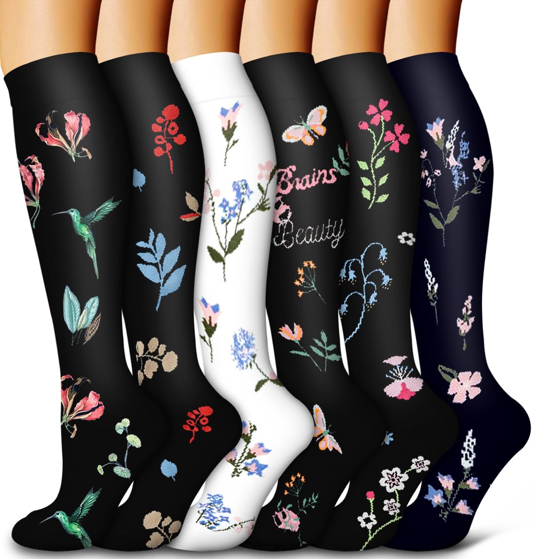 6 Pack Copper Compression Socks for Women and Men Circulation-Best Support for Medical, Running,Nursing,Athletic