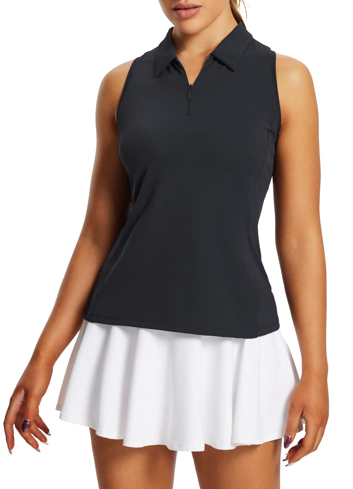baleaf Women's Golf Shirts Tank Tops Sleeveless Tennis Polo Racerback with Collar Athletic Tanks Quick Dry