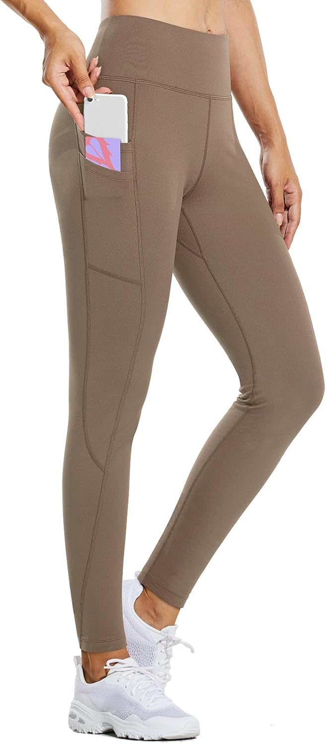 baleaf Women's Fleece Lined Leggings Water Resistant Thermal Winter Warm Tights High Waisted with Pockets Running Gear