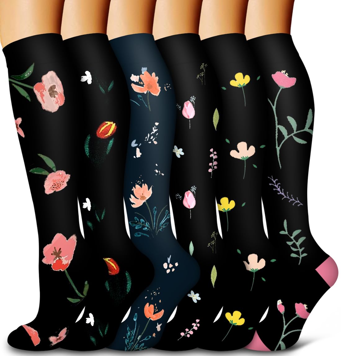 6 Pack Copper Compression Socks for Women and Men Circulation-Best Support for Medical, Running,Nursing,Athletic