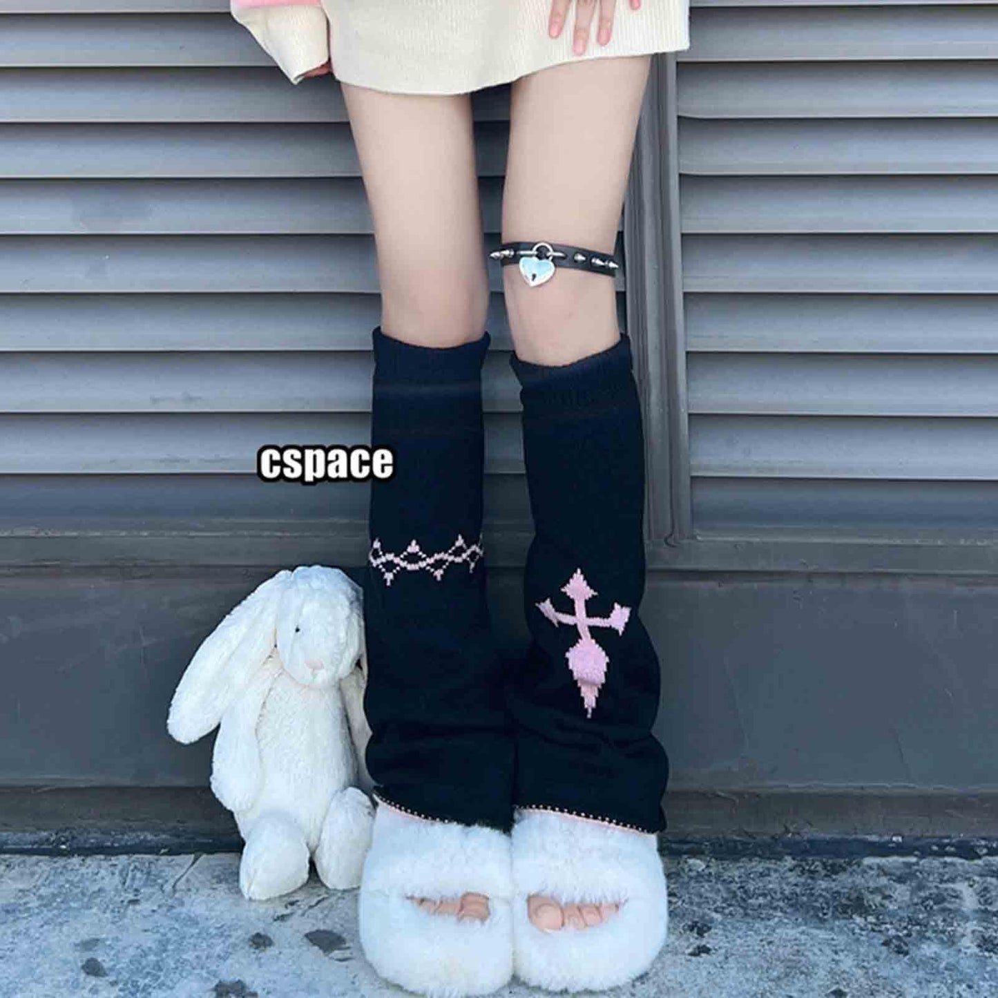 BXCNCKD Gothic Skull Print Two Side Wear Knitted Leg Warmers Socks Y2k Star Punk Girls Japanese Kawaii Streetwear Leg Cover