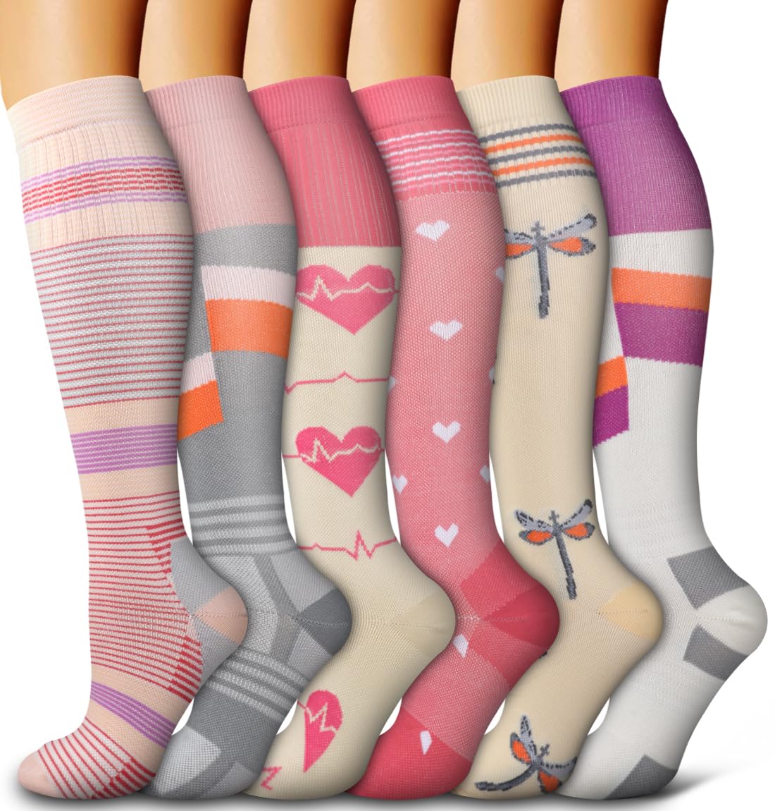 6 Pack Copper Compression Socks for Women and Men Circulation-Best Support for Medical, Running,Nursing,Athletic