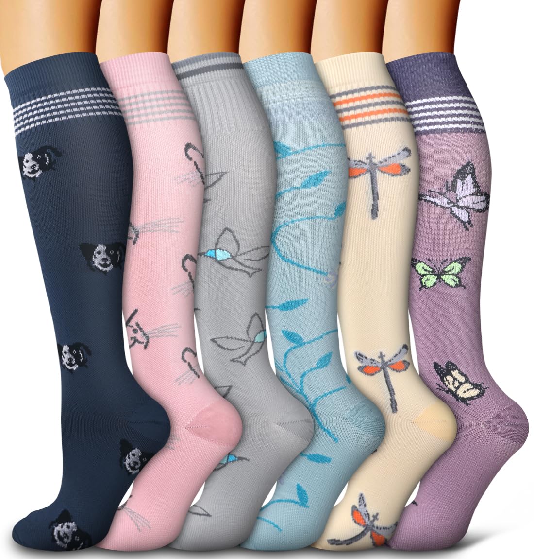 6 Pack Copper Compression Socks for Women and Men Circulation-Best Support for Medical, Running,Nursing,Athletic