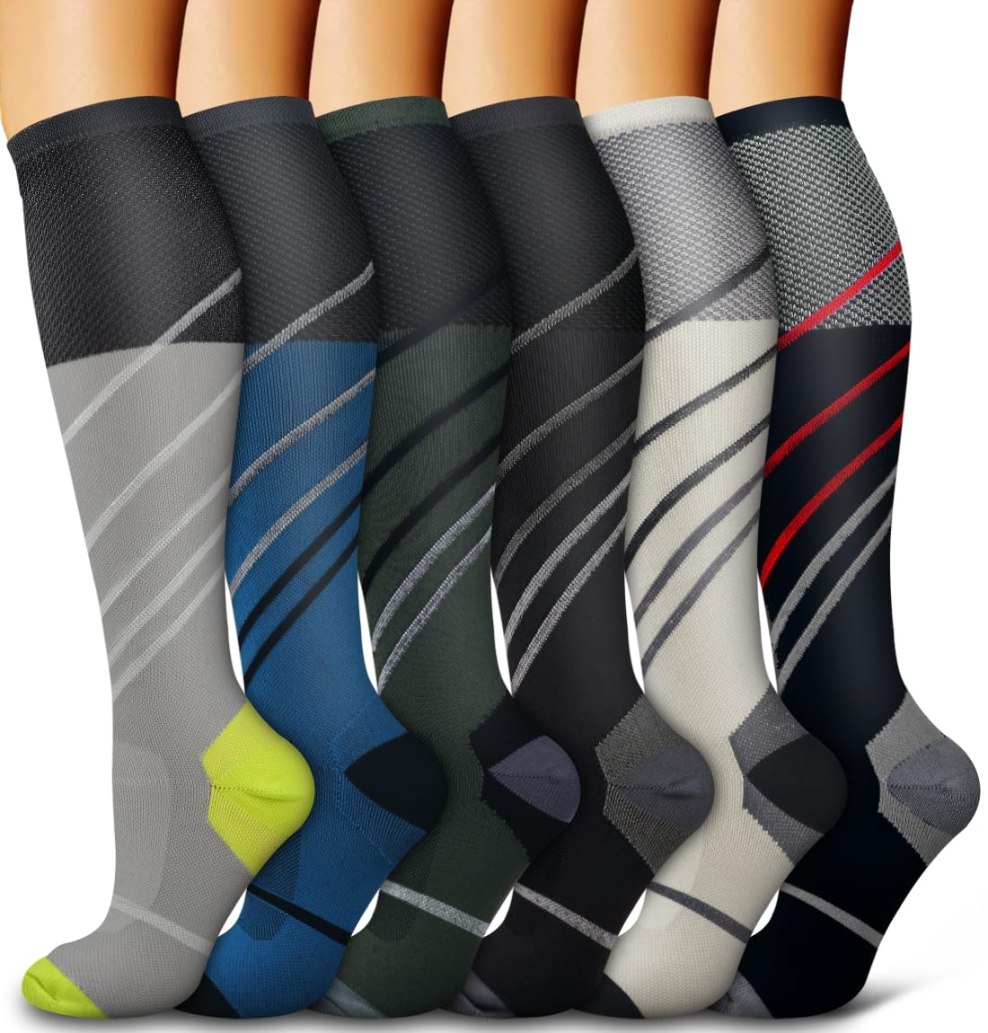 6 Pack Copper Compression Socks for Women and Men Circulation-Best Support for Medical, Running,Nursing,Athletic
