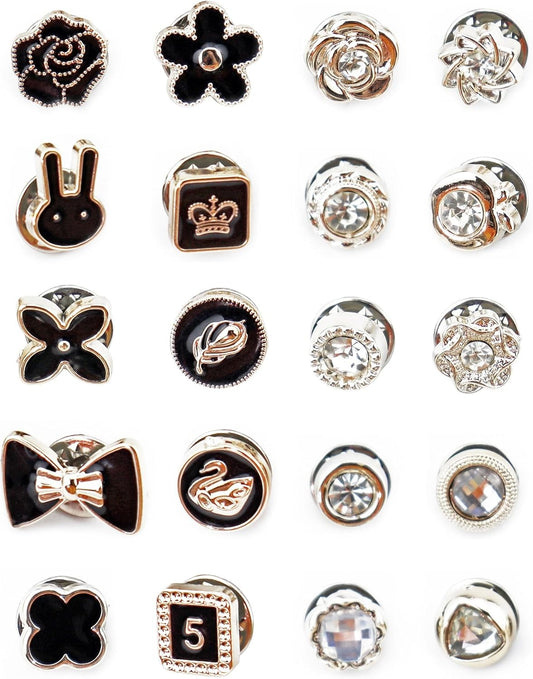 40 Pcs Women Shirt Brooch Pins, Mini Cover Up Enamel Safety Lapel Pins Buttons Sweater Shawl Clips for Women Clothing Dress Supplies (20 Style)