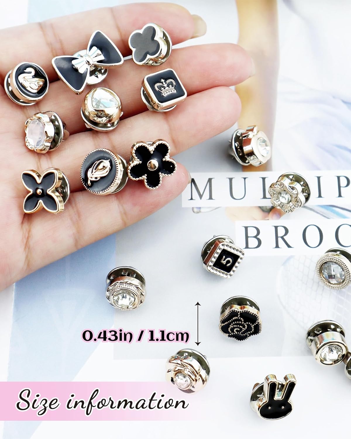 40 Pcs Women Shirt Brooch Pins, Mini Cover Up Enamel Safety Lapel Pins Buttons Sweater Shawl Clips for Women Clothing Dress Supplies (20 Style)